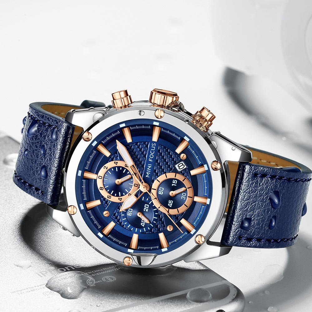 Casual Business Leather Strap Luminous Watch With Date Hip Hop Jewelry - Image 3
