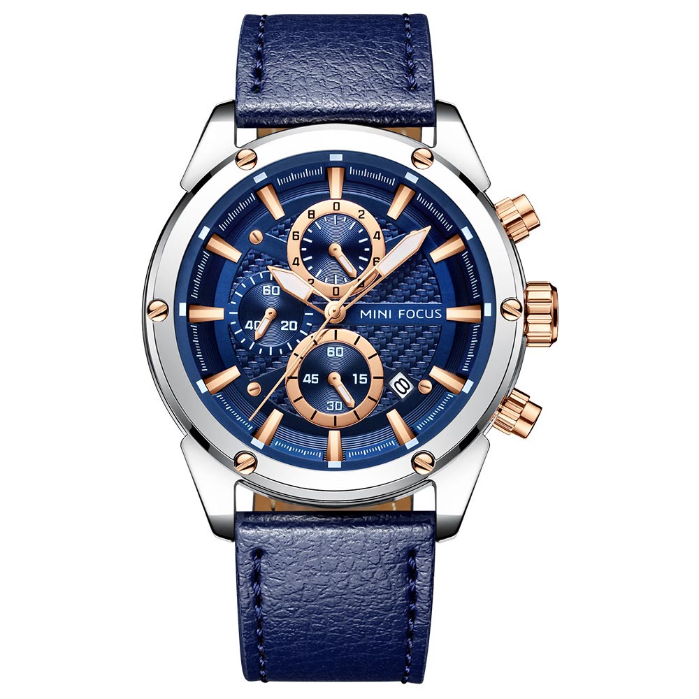 Casual Business Leather Strap Luminous Watch With Date Hip Hop Jewelry