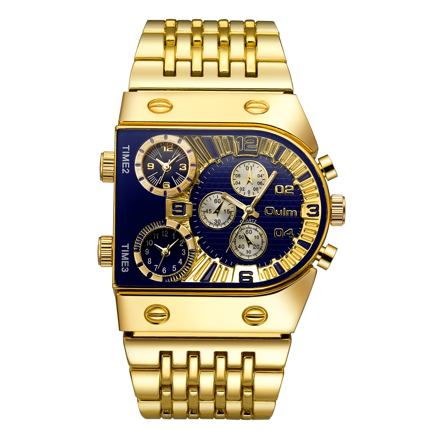47mm Military Waterproof Golden Quartz Watch With Street Luxury Shine - Image 3