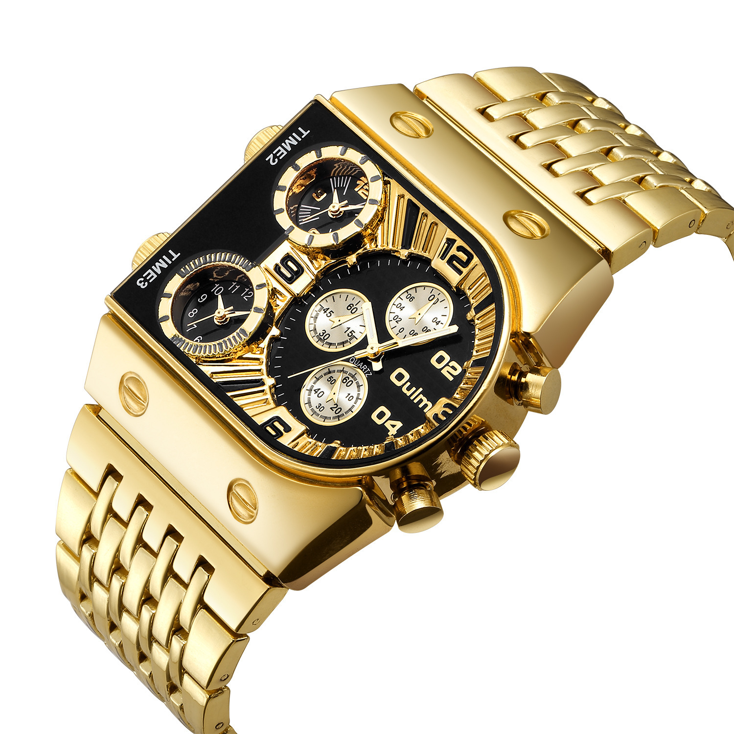 47mm Military Waterproof Golden Quartz Watch With Street Luxury Shine - Image 4