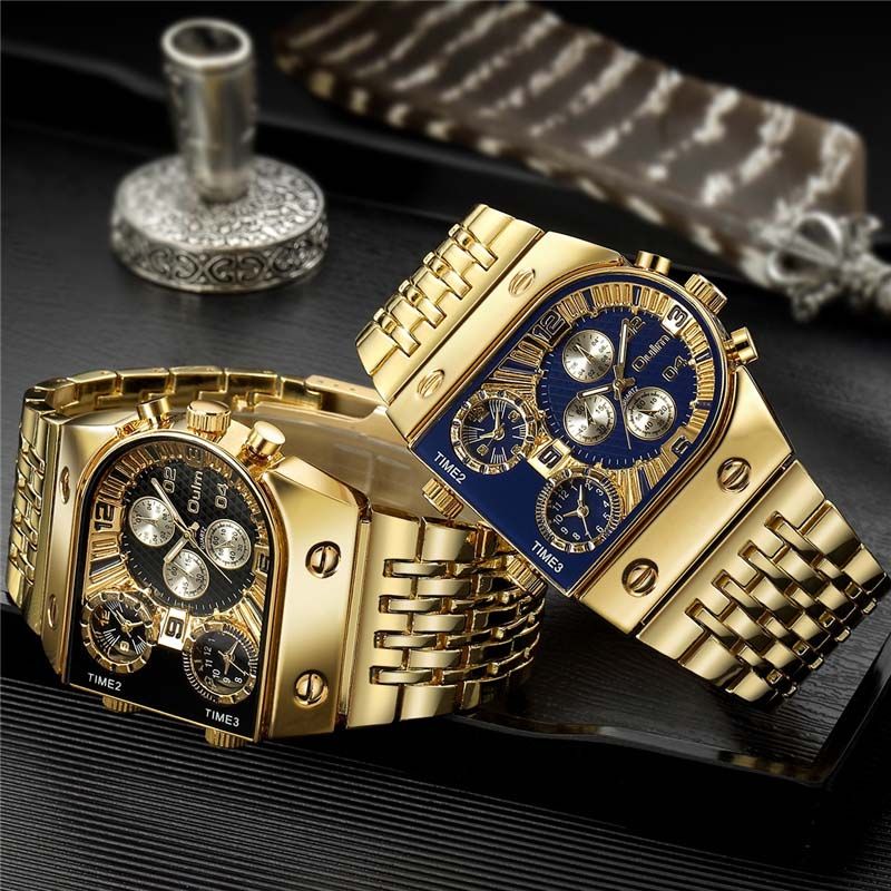 47mm Military Waterproof Golden Quartz Watch With Street Luxury Shine - Image 5