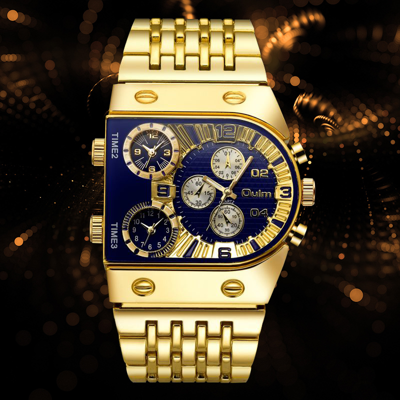 47mm Military Waterproof Golden Quartz Watch With Street Luxury Shine