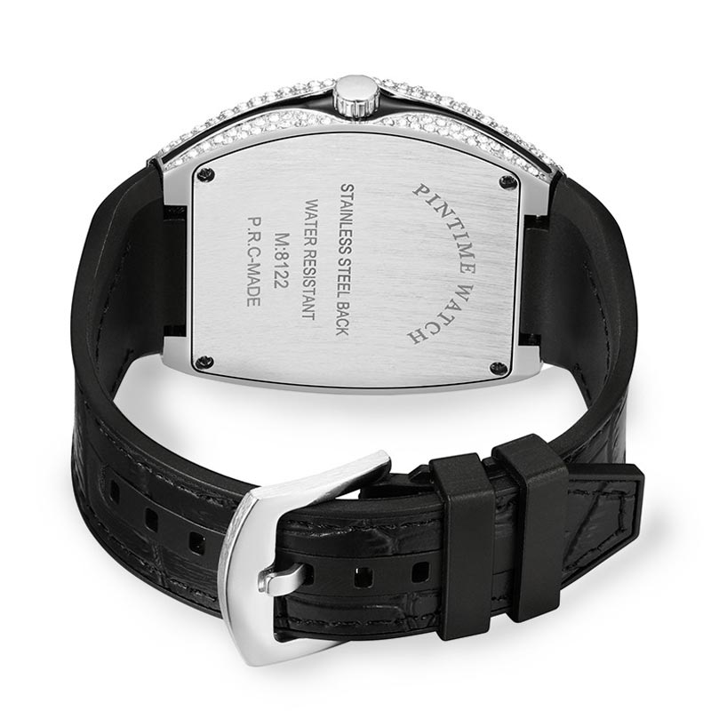 Men's Iced Out Arabic Numerals Watch With Blue Strap Gold - Image 5