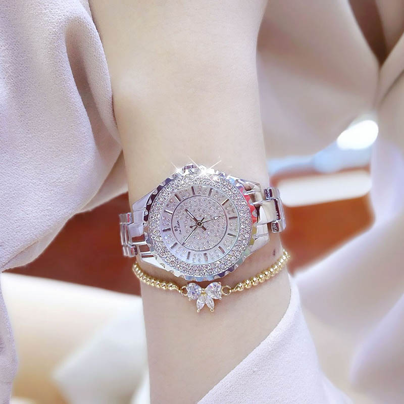 Women 32mm Full Iced Out Round Case Quartz Watch With Street Luxury Shine - Image 3