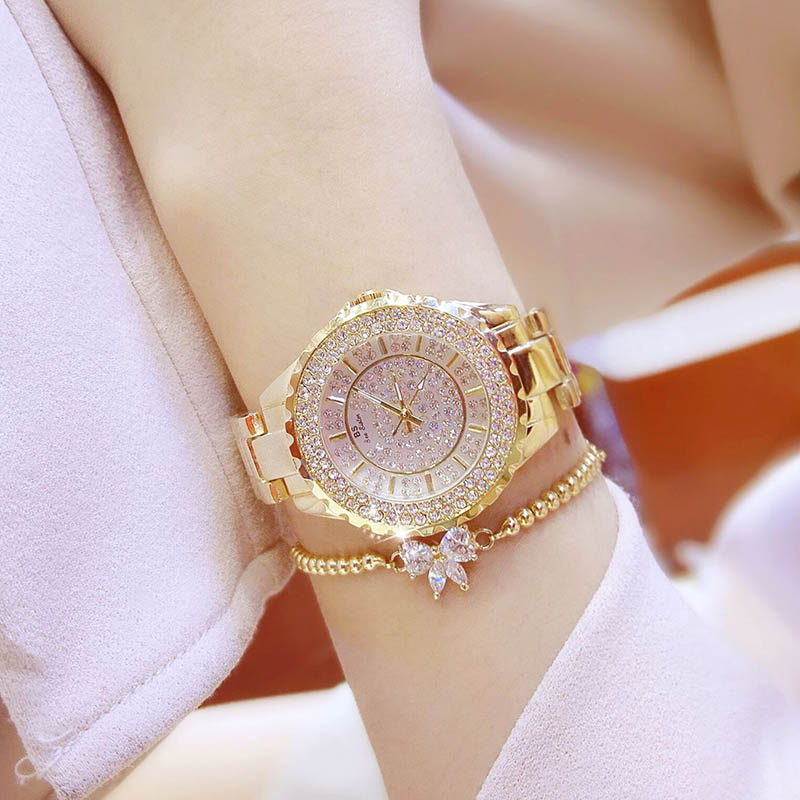 Women 32mm Full Iced Out Round Case Quartz Watch With Street Luxury Shine - Image 4