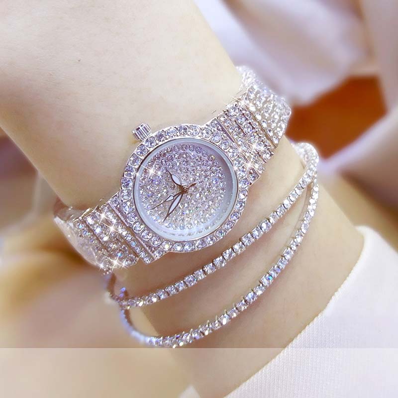 Full Iced Out 24mm Women Classic Round Quartz Watch With Bold Premium Edge - Image 3