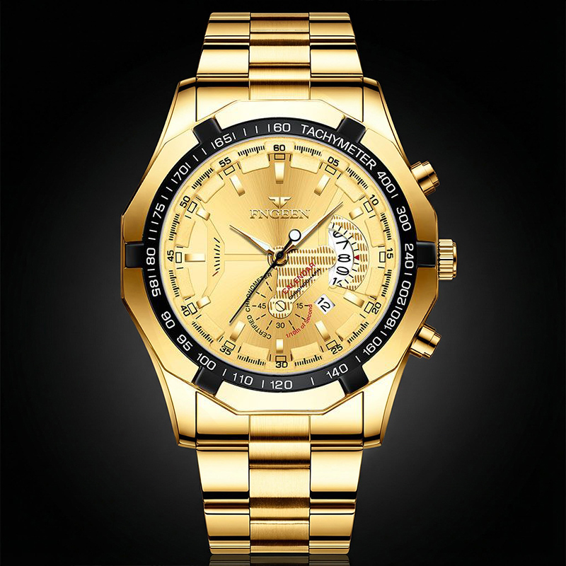 47mm Muti-function Quartz Watch For Men Gold With Street Luxury Shine - Image 3