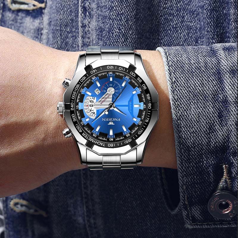 47mm Muti-function Quartz Watch For Men Gold With Street Luxury Shine - Image 9
