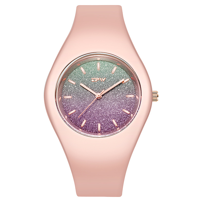Starry Earth Rainbow Watch With Jelly Color Silicone Strap Silver - Image 7