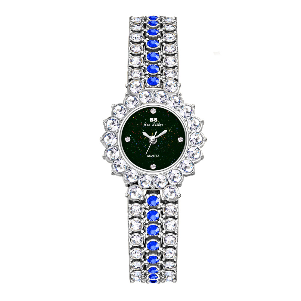 Iced Out 25mm Round Dial Quartz Watch With Tennis Strap Gold - Image 3