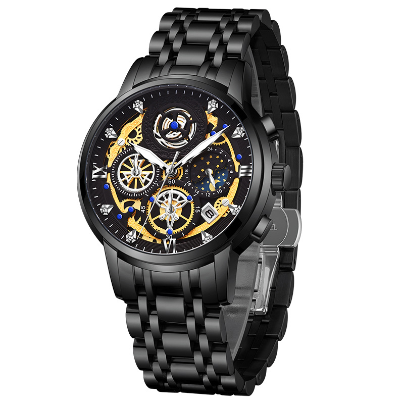 40mm Stainless Steel Waterproof Luminous Date Quartz Watch Silver - Image 3