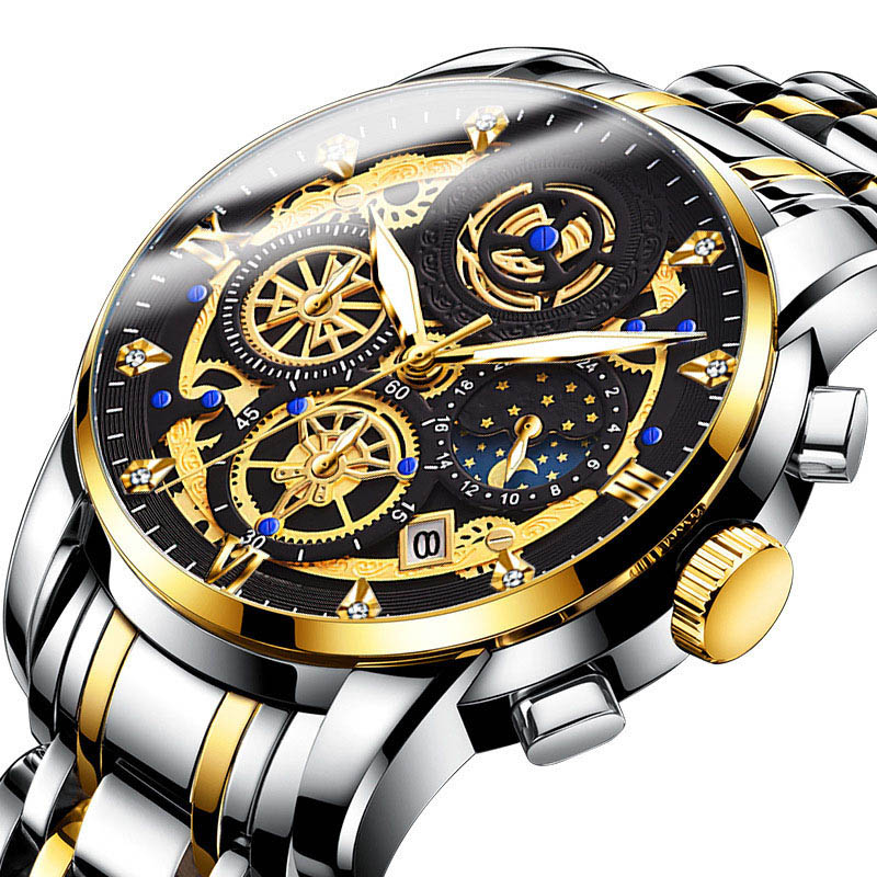 40mm Stainless Steel Waterproof Luminous Date Quartz Watch Silver - Image 4