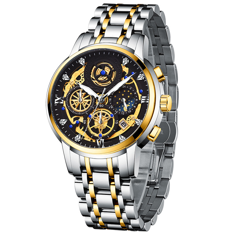 40mm Stainless Steel Waterproof Luminous Date Quartz Watch Silver - Image 5