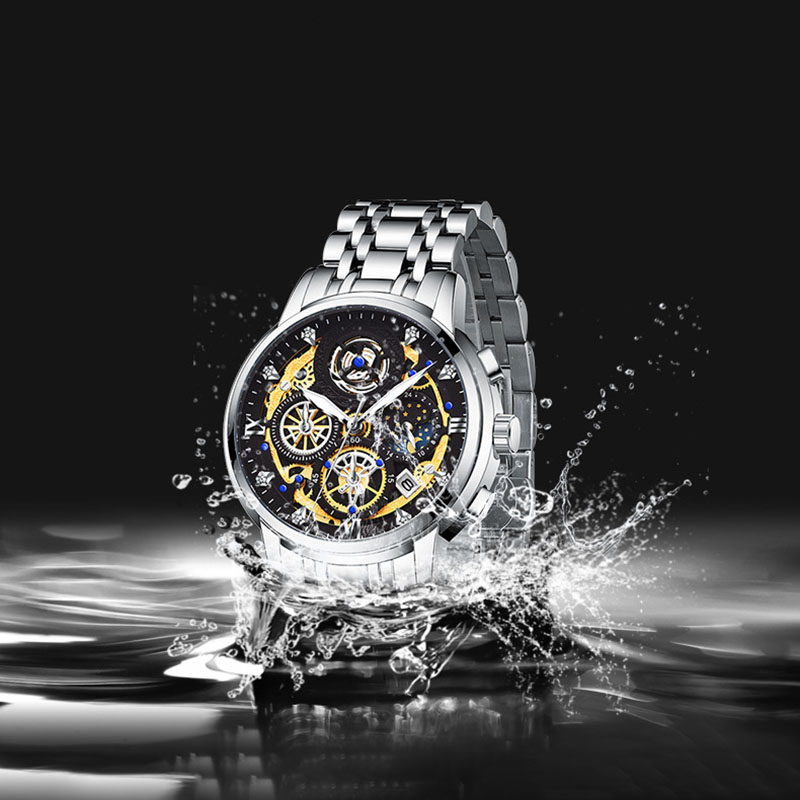 40mm Stainless Steel Waterproof Luminous Date Quartz Watch Silver - Image 8