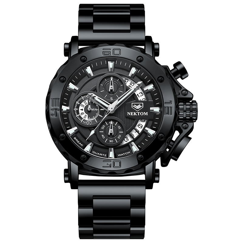 47mm Waterproof Men Stainless Steel Chronograph For Elevated Hip Hop Style