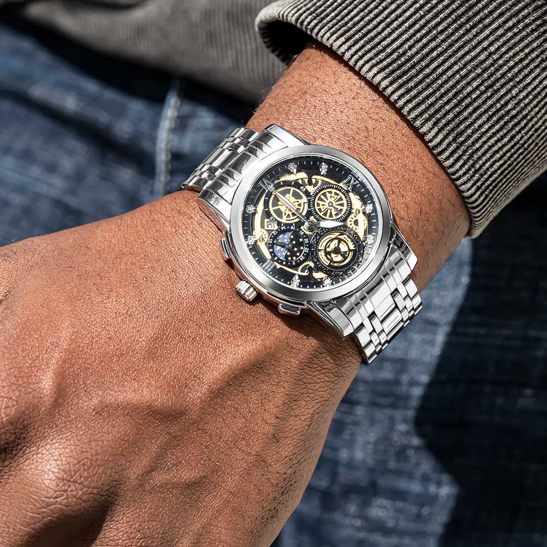 40mm Stainless Steel Quartz Watch Bold Statement Style With Street Luxury - Image 3