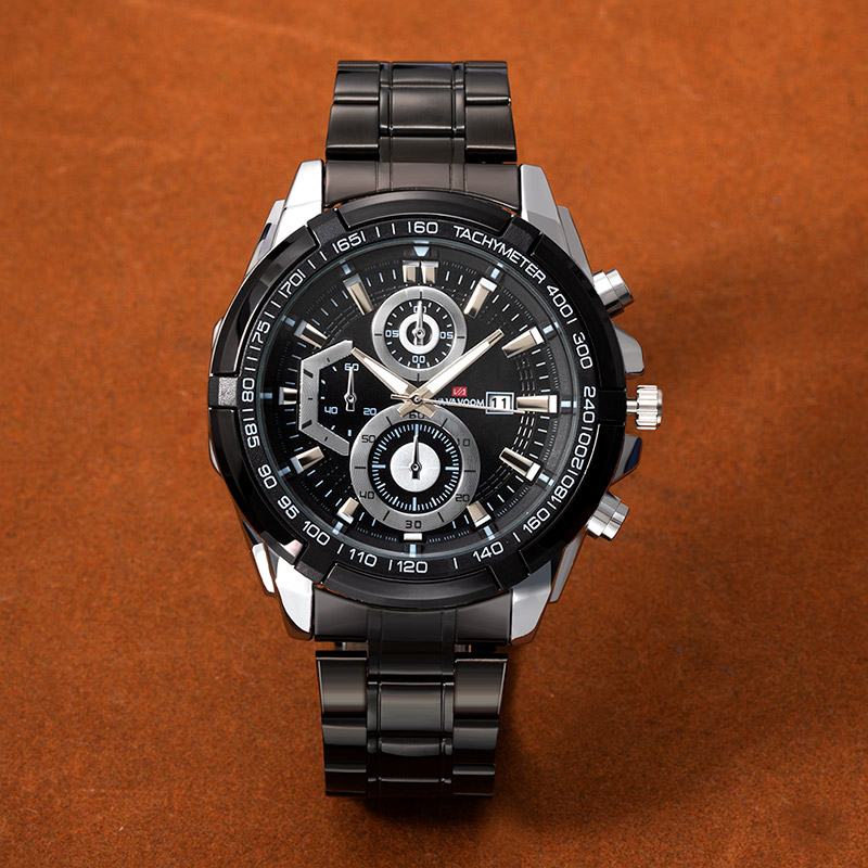 47mm Stainless Steel Quartz Watch In Black Gold With Street Luxury Shine - Image 3
