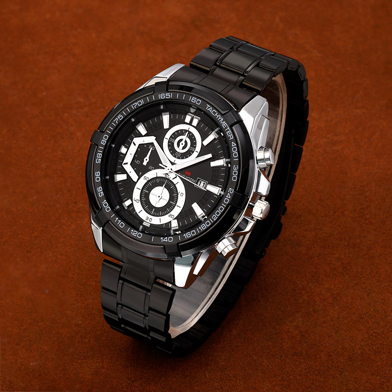 47mm Stainless Steel Quartz Watch In Black Gold With Street Luxury Shine - Image 5