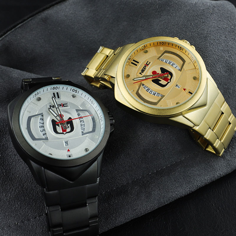 48mm Stainless Steel Quartz Men's Watch Gold With Street Luxury Shine