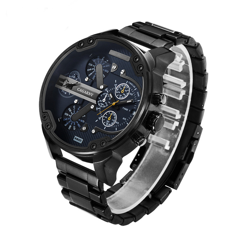 52mm Stainless Steel Quartz Men's Watch In Black Gold With Gold Shine - Image 3