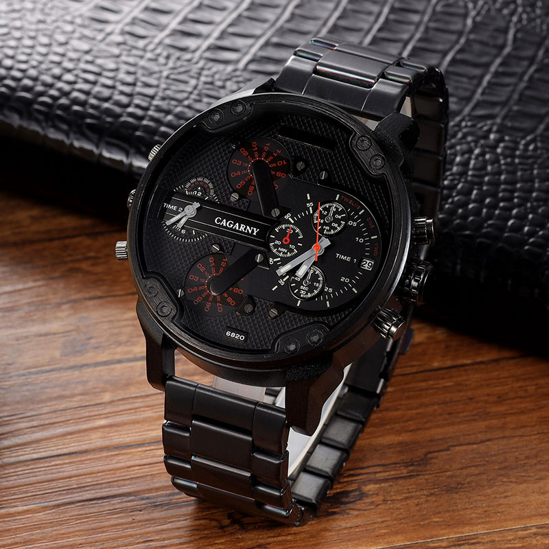 52mm Stainless Steel Quartz Men's Watch In Black Gold With Gold Shine - Image 4