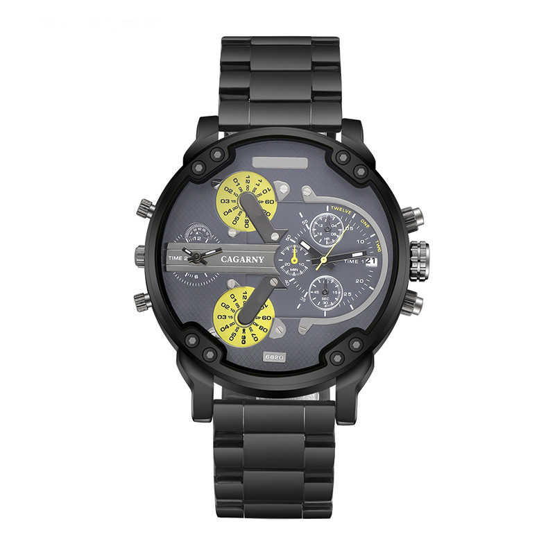 52mm Stainless Steel Quartz Men's Watch In Black Gold With Gold Shine - Image 5