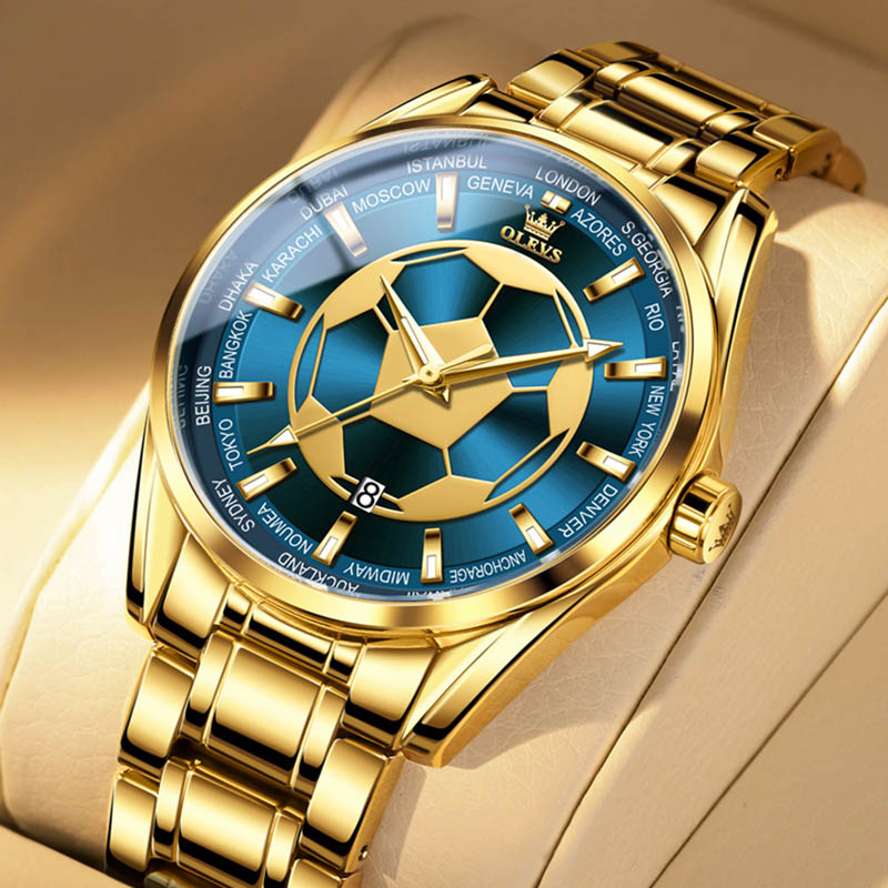 Sport Luminous Waterproof Watch For Men With Stainless Steel Strap Gold - Image 4