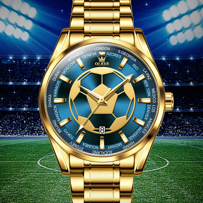 Sport Luminous Waterproof Watch For Men With Stainless Steel Strap Gold - Image 5