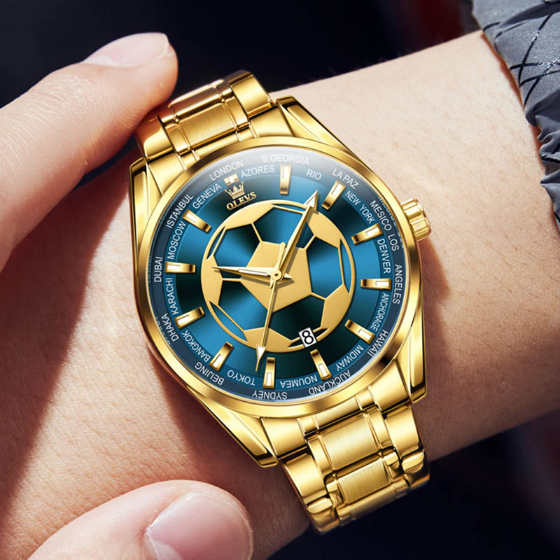 Sport Luminous Waterproof Watch For Men With Stainless Steel Strap Gold