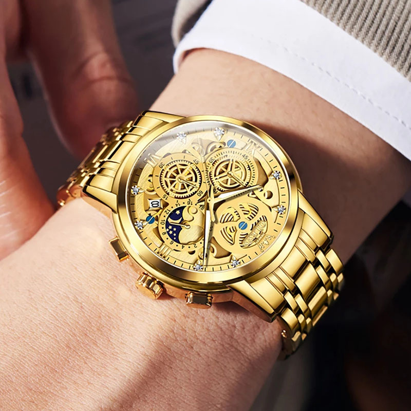 Multi-function Waterproof Luminous Skeleton Quartz Stainless Steel Watch - Image 3