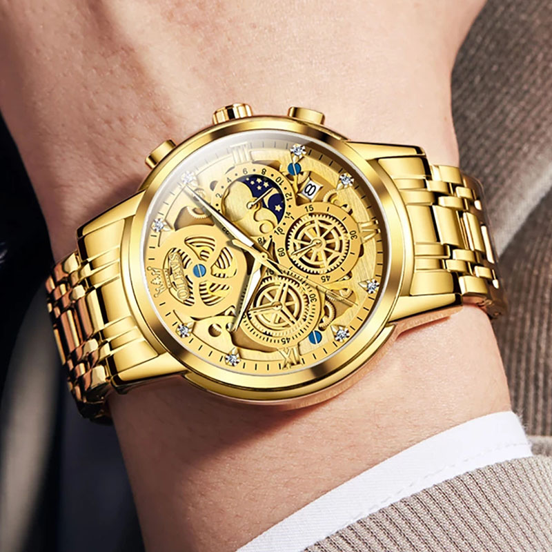 Multi-function Waterproof Luminous Skeleton Quartz Stainless Steel Watch - Image 4