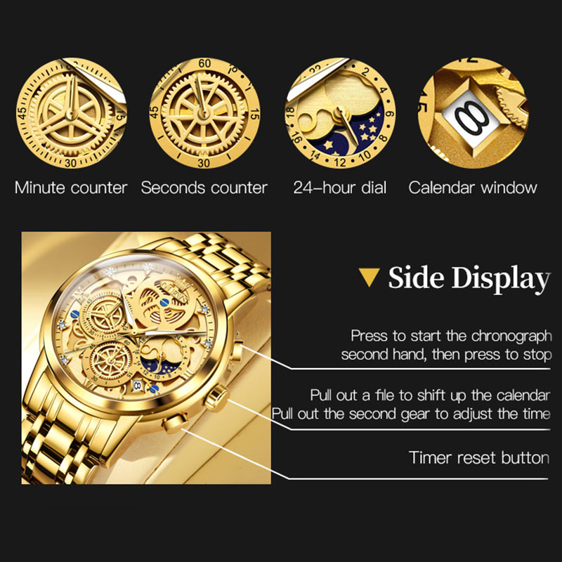 Multi-function Waterproof Luminous Skeleton Quartz Stainless Steel Watch - Image 5