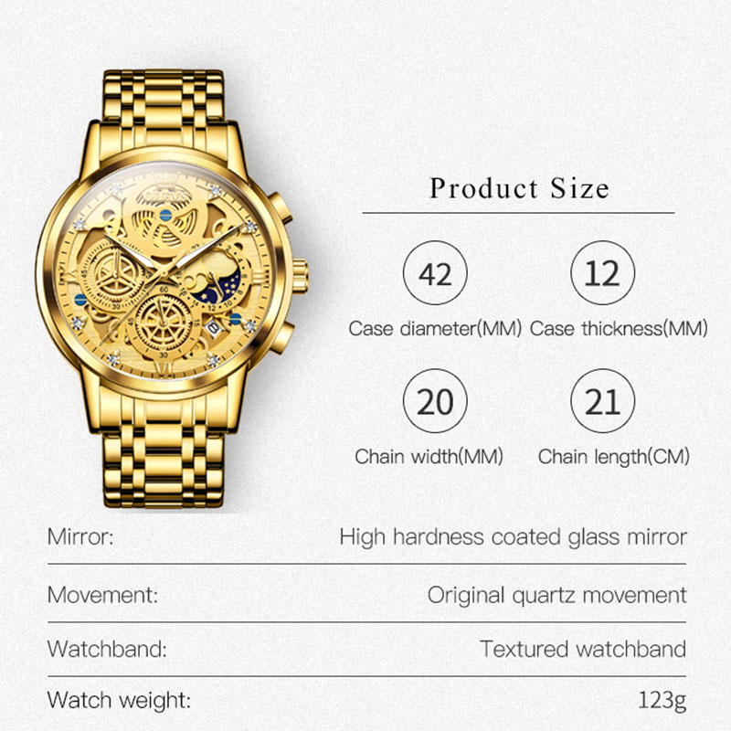 Multi-function Waterproof Luminous Skeleton Quartz Stainless Steel Watch - Image 6