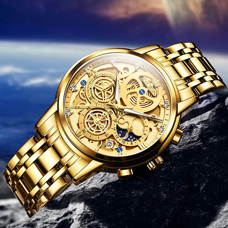 Multi-function Waterproof Luminous Skeleton Quartz Stainless Steel Watch - Image 7