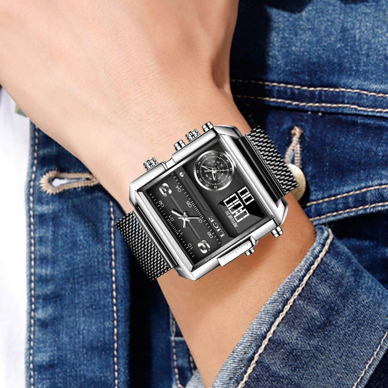 40mm Square Multifunctional Electronic Quartz Watch With Bold Premium Edge - Image 4