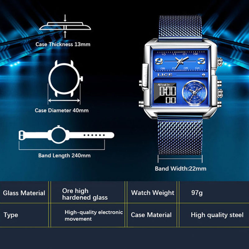 40mm Square Multifunctional Electronic Quartz Watch With Bold Premium Edge - Image 6