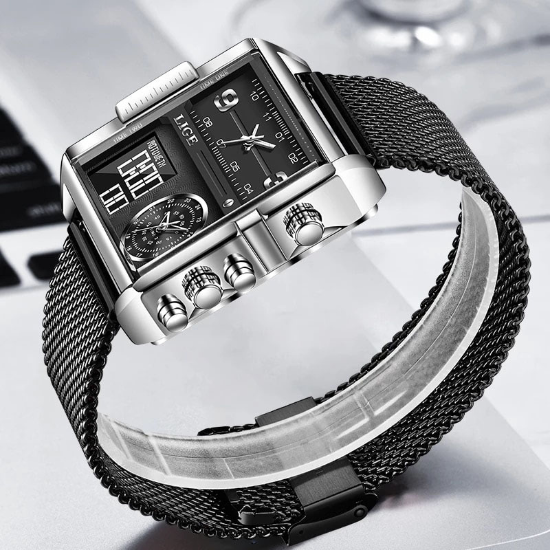 40mm Square Multifunctional Electronic Quartz Watch With Bold Premium Edge - Image 8