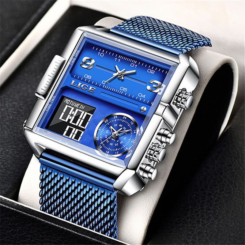 40mm Square Multifunctional Electronic Quartz Watch With Bold Premium Edge