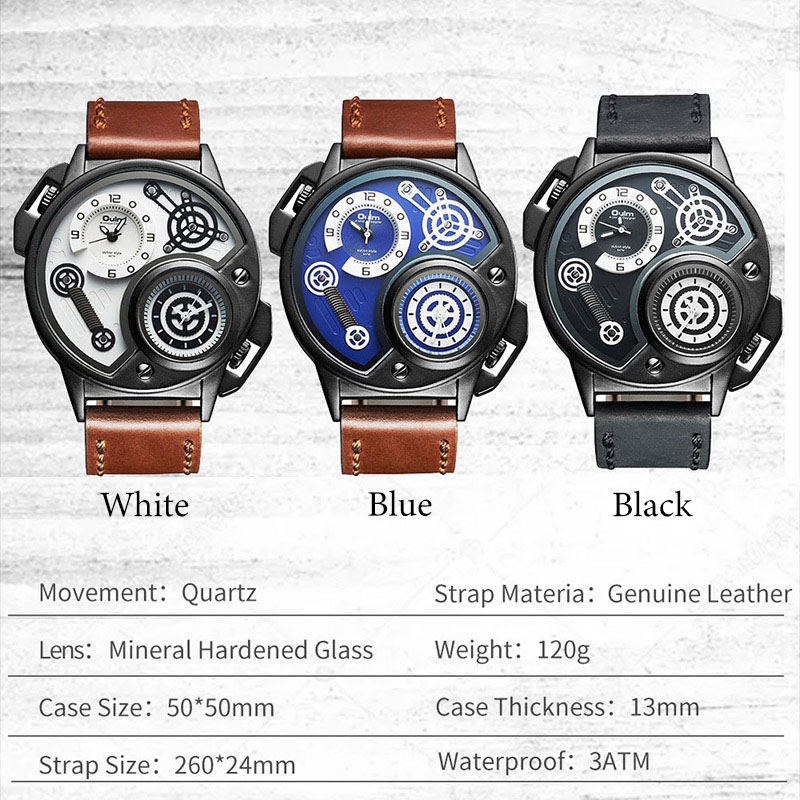 50mm Multifunctional Sports Leather Quartz Watch With Street Luxury Shine - Image 4
