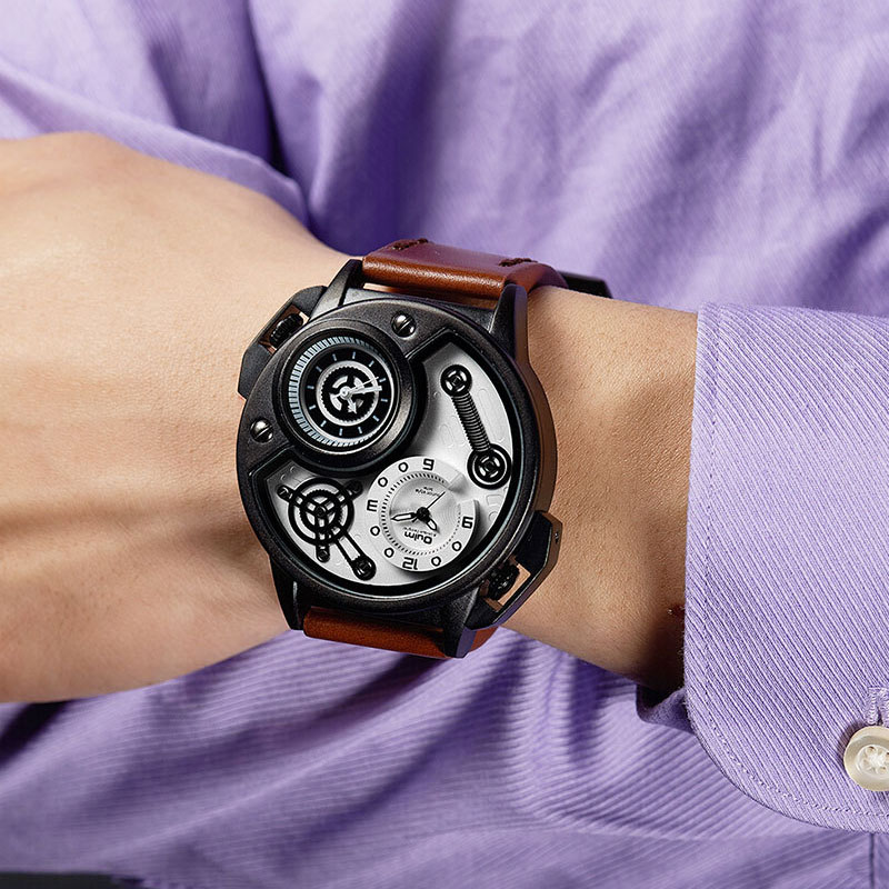 50mm Multifunctional Sports Leather Quartz Watch With Street Luxury Shine - Image 6