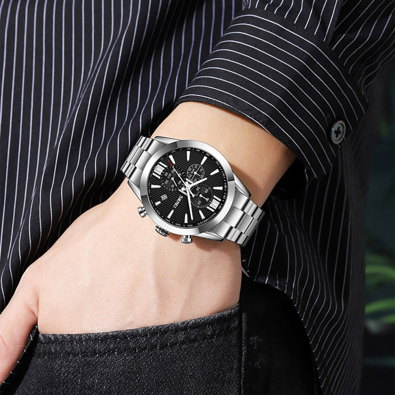 Multifunctional Stainless Steel Quartz Watch With Street Luxury Shine - Image 3