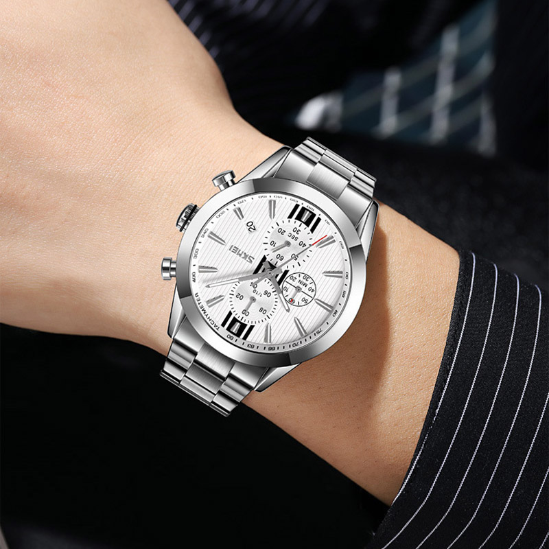 Multifunctional Stainless Steel Quartz Watch With Street Luxury Shine - Image 5