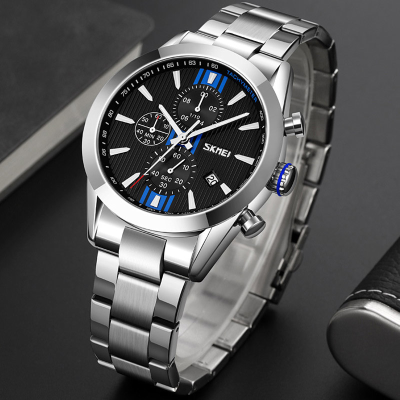 Multifunctional Stainless Steel Quartz Watch With Street Luxury Shine