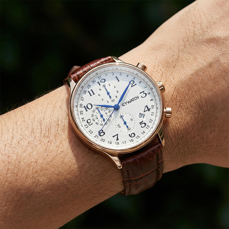 Multifunctional Business Casual Leather Quartz Watch Hip Hop Jewelry - Image 3