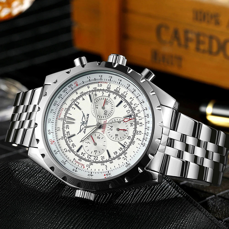 Military Stainless Steel Automatic Mechanical Sport Watch For Men Gold - Image 3