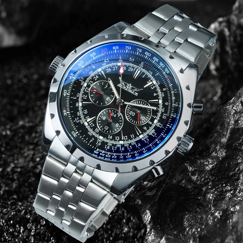 Military Stainless Steel Automatic Mechanical Sport Watch For Men Gold - Image 4