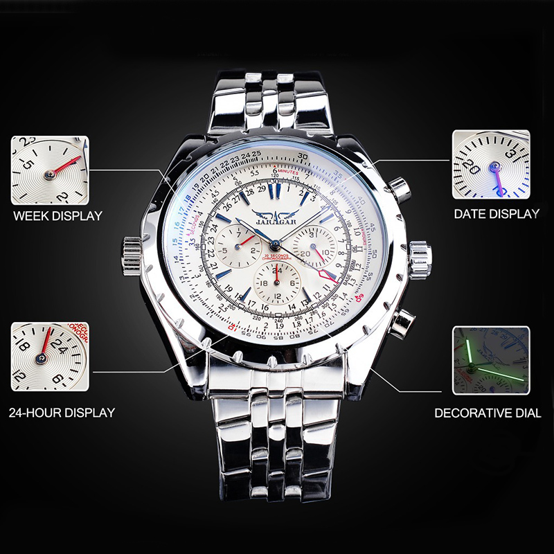 Military Stainless Steel Automatic Mechanical Sport Watch For Men Gold - Image 6