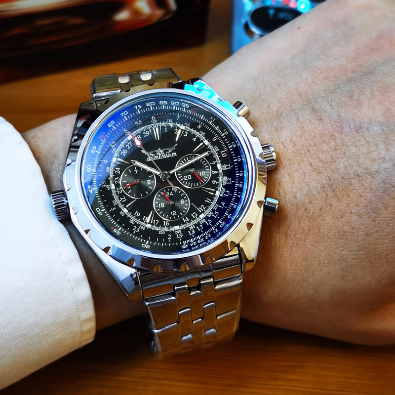 Military Stainless Steel Automatic Mechanical Sport Watch For Men Gold