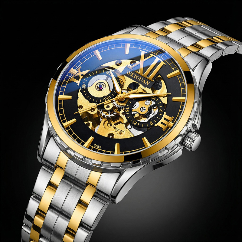 Skeleton Luminous Automatic Mechanical Men's Watch With Steel Strap Silver - Image 4