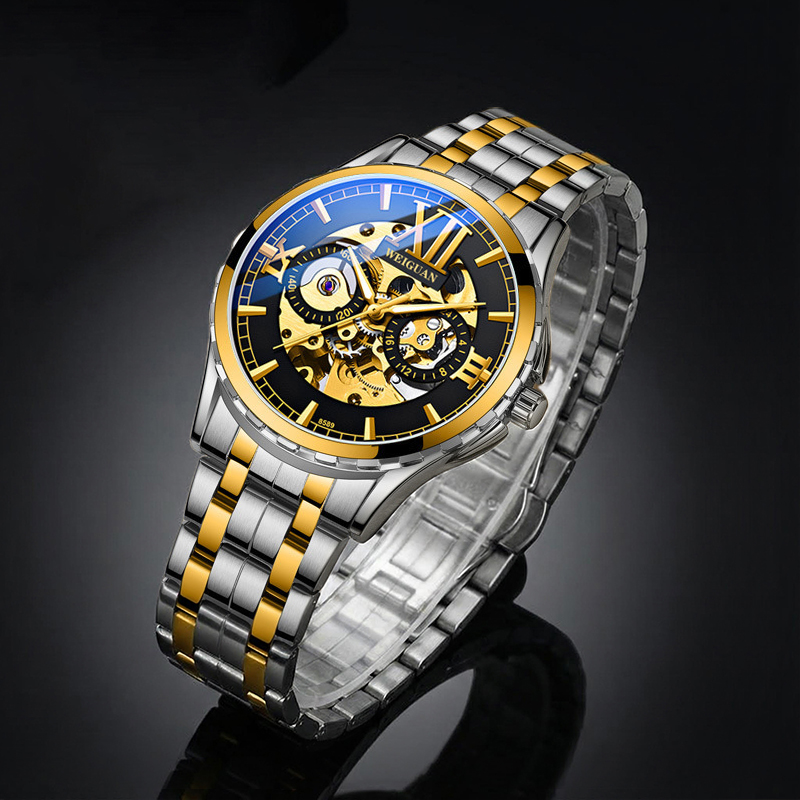 Skeleton Luminous Automatic Mechanical Men's Watch With Steel Strap Silver - Image 7